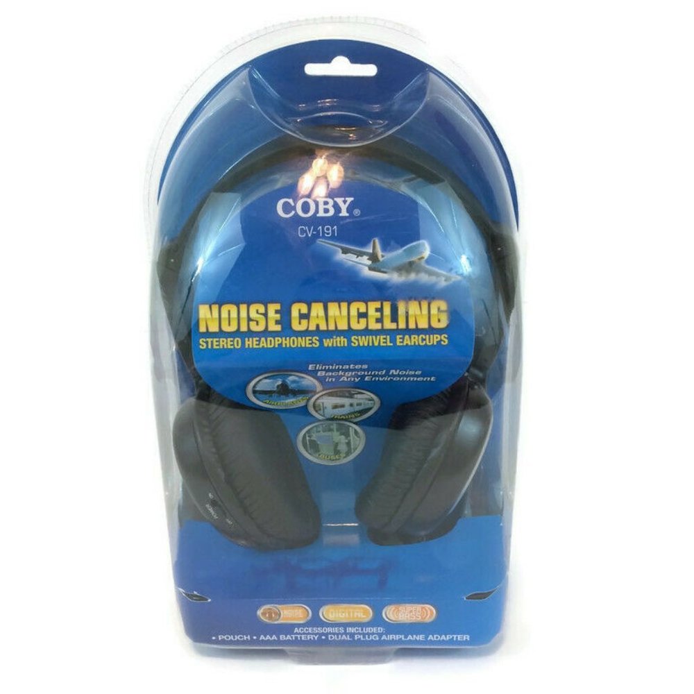 Coby CV-191 Noise Canceling Stereo Digital Headphones with Swivel Earcups New